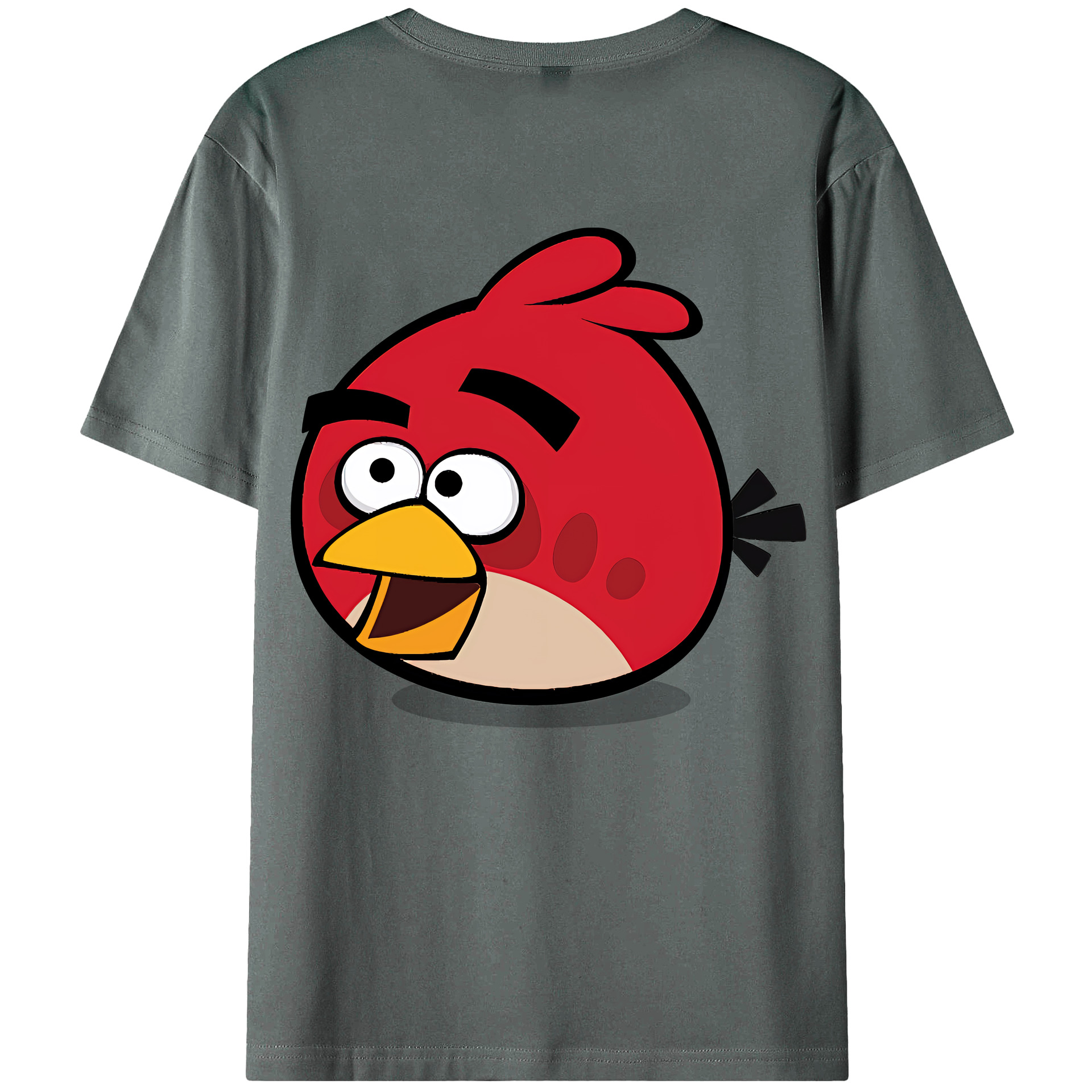 （画像用） Angry Birds アングリーバード 綿100％ メンズ半袖Tシャツ（バックプリント） 通気性
